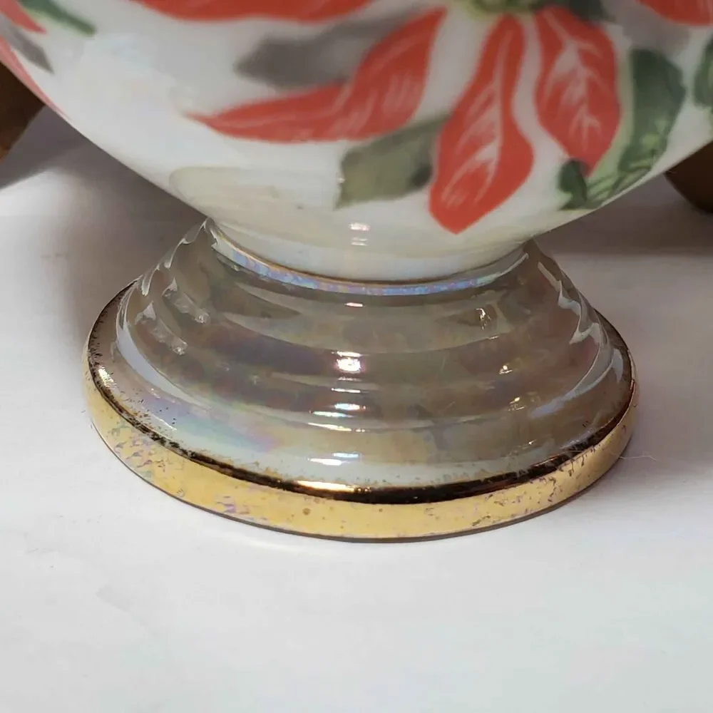 December Poinsettia Teacup and Saucer Christmas Holiday Vintage